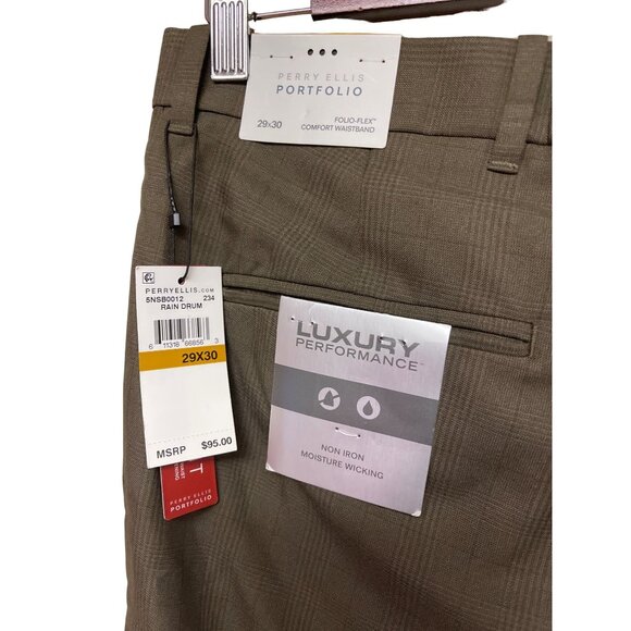 Perry Ellis Luxury Performance Comfort Waist Brown Dress Pants Men's 29 x 30 NWT - Picture 4 of 6